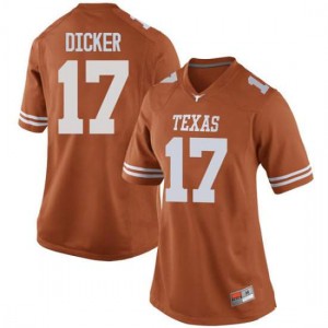 Women Cameron Dicker Orange University of Texas #17 Game Stitch Jerseys