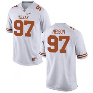 Womens Chris Nelson White Texas Longhorns #97 Authentic Embroidery Jerseys