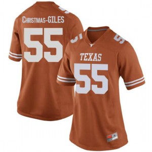 Womens D'Andre Christmas-Giles Orange Texas Longhorns #55 Replica Official Jersey