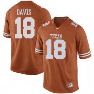 Men Davante Davis Orange University of Texas #18 Game Official Jersey