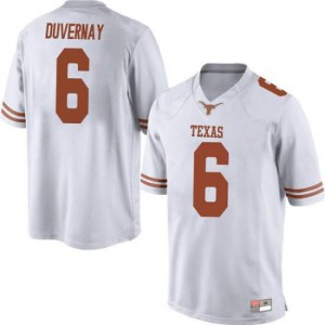 Men's Devin Duvernay White Longhorns #6 Game Embroidery Jersey