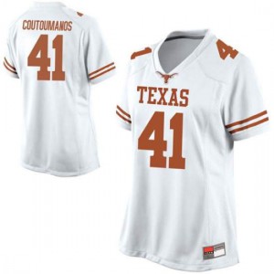 Women's Hank Coutoumanos White Longhorns #41 Game Embroidery Jersey