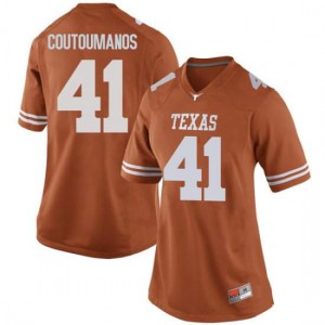 Women's Hank Coutoumanos Orange Texas Longhorns #41 Replica University Jerseys