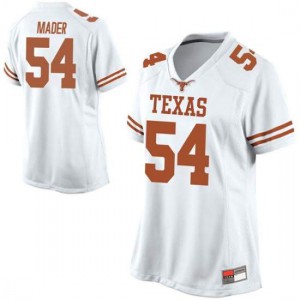 Women's Justin Mader White Texas Longhorns #54 Replica Stitched Jerseys