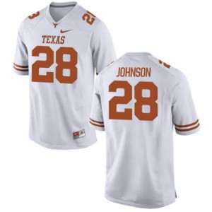 Mens Kirk Johnson White University of Texas #28 Replica Stitch Jersey