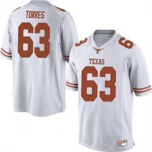 Men Troy Torres White University of Texas #63 Game High School Jerseys