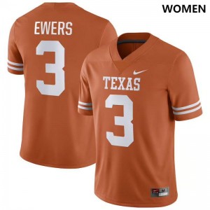 Womens Quinn Ewers Texas Orange UT #3 Nike NIL Replica Stitched Jersey